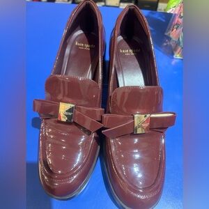 Kate Spade Maroon Patent Loafers with Bow Detail. Floor sample. Never worn.